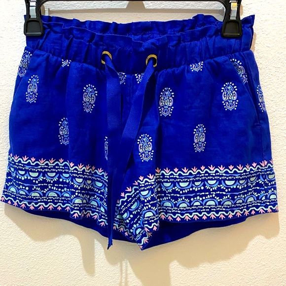 Lilly Pulitzer Ladies Arey Linen Shorts in Blue w/Pockets - XXS